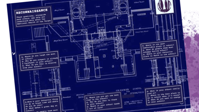 Graphic of blueprints used for the Barbican Box project.