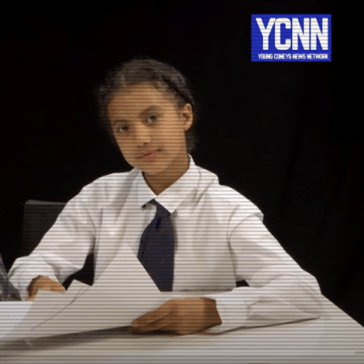 Screenshot from the video 'The Young Coneys News Network: Episode 1'.